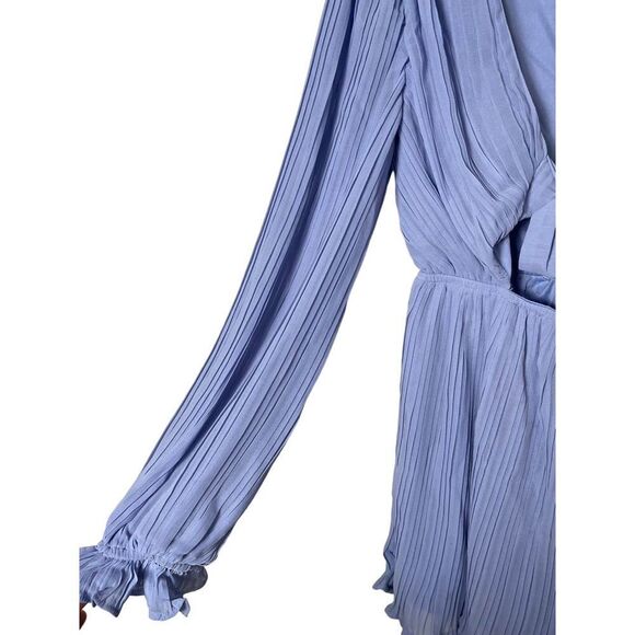NWT Lulus XS Blue Pleated Long Sleeve Romper Women's Romper - Picture 5 of 13